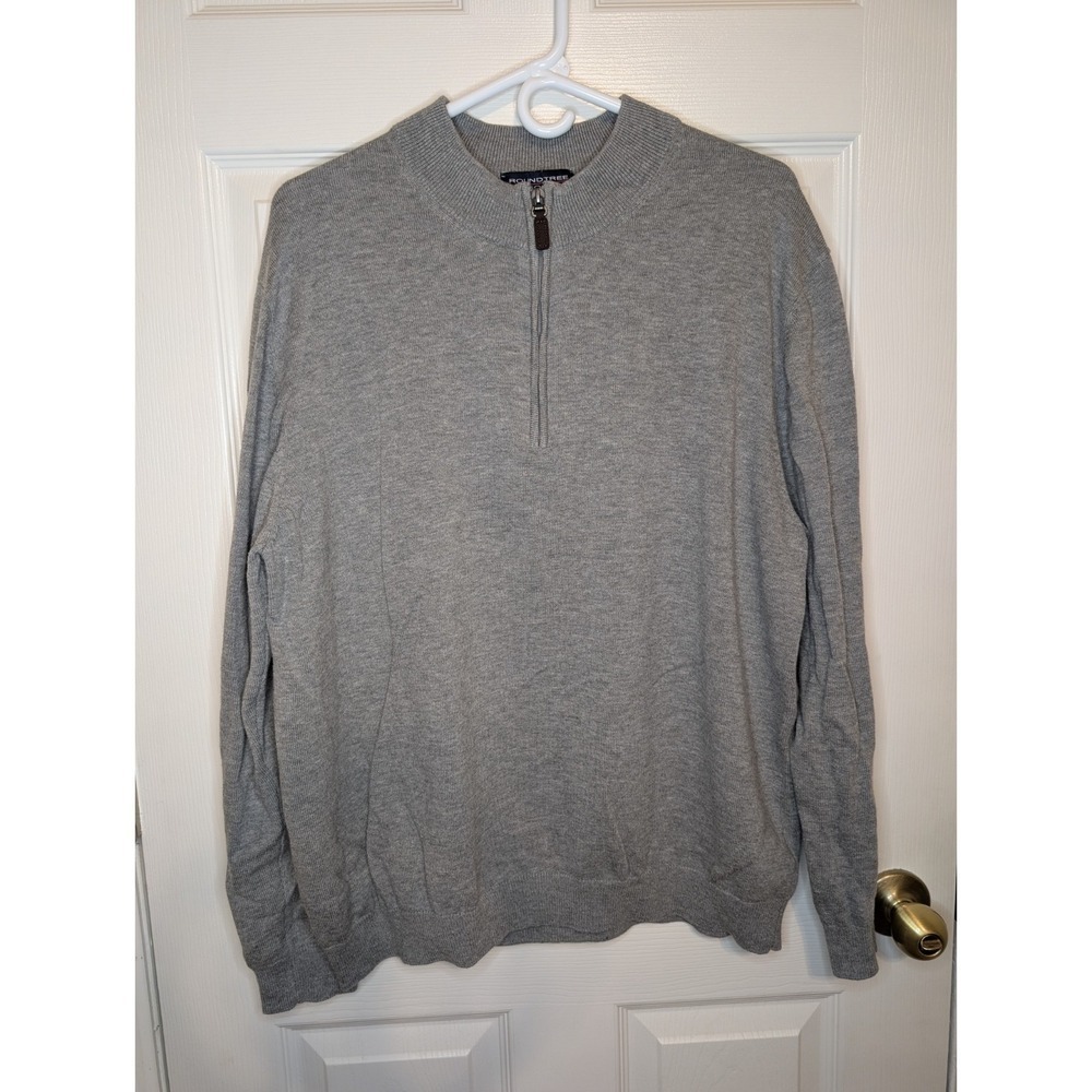 Club Room Mock Neck Long Sleeve Light Gray Quarter Zip Sweater Pullover Men's XL - Picture 2 of 6